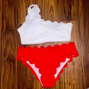 SHEIN white & red on shoulder bikini